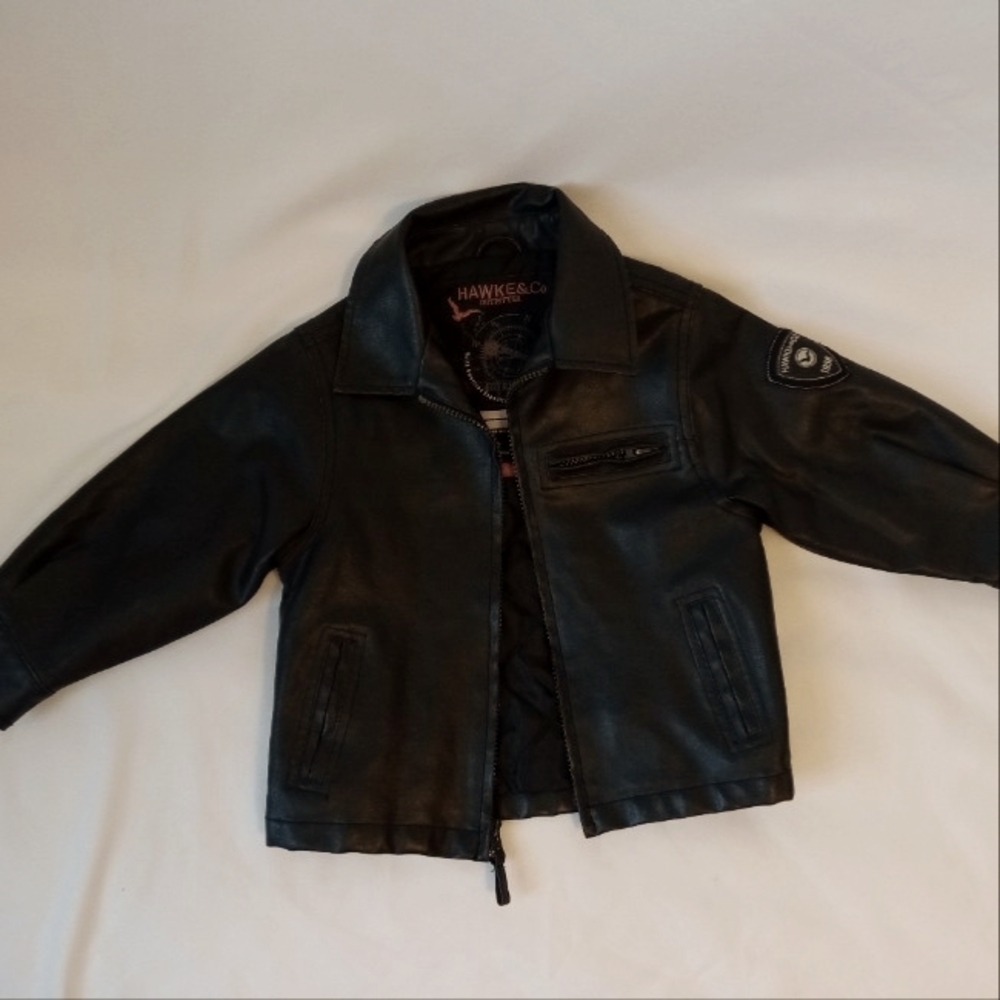 HAWKE & CO Outfitter Black Faux Leather Motorcycle Jacket Size 3T Kids